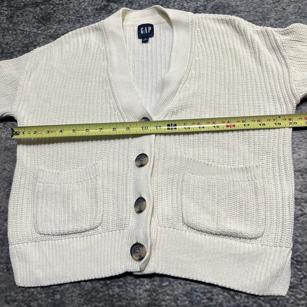 Vintage Gap Cardigan Knit Sweater Womens Small White‎ Grandma Core Preppy Y2K - Picture 6 of 7